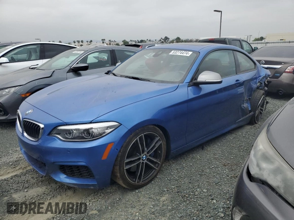 2018 BMW 2 Series M240i with VIN WBA2J5C50JVC07096, listed as a Copart auction lot 53274474 with 67,976 mi miles. Bid and sale history available at carsss.com. Image 1.