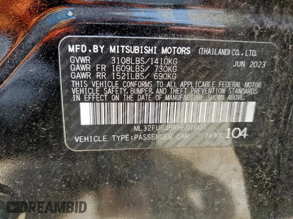 2024 Mitsubishi Mirage ES z VIN ML32FUFJ6RHF01607, wystawiony jako Copart lot #60626405 z przebiegiem 26 213 mil mil oraz Szkoda całkowita • Salvage title. Historia ofert i sprzedaży dostępna na DreamBid. Obrazek 12.
