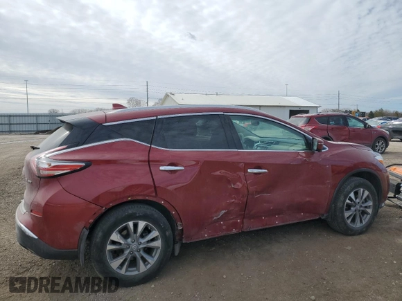 2017 Nissan Murano SL with VIN 5N1AZ2MH2HN198015, listed as a Copart auction lot 47295485 with 47,946 mi miles and Salvage Title. Bid and sale history available at carsss.com. Image 3.