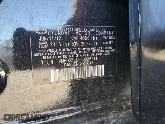 2013 Hyundai Elantra GT with VIN KMHD35LE5DU026911, listed as a Copart auction lot 77102504 with 168,249 mi miles and Salvage Title. Bid and sale history available at carsss.com. Image 12.