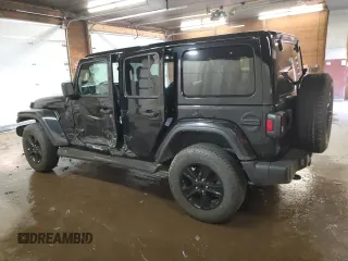 2021 Jeep Wrangler Unlimited Sahara High Altitude with VIN 1C4HJXEG4MW844446, listed as a Copart auction lot 76680594 with 27,124 mi miles and Salvage title. Bid and sale history available at DreamBid. Image 2.