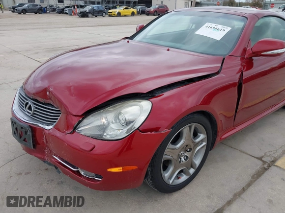 2009 Lexus SC 430 with VIN JTHFN45Y299020940, listed as a IAAI auction lot 41696619 with 90,044 mi miles and . Bid and sale history available at DreamBid. Image 6.