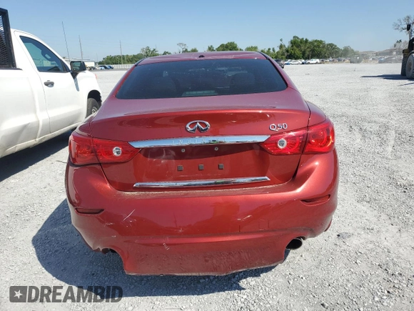 2015 Infiniti Q50 Premium with VIN JN1BV7AP0FM333480, listed as a Copart auction lot 50940215 with 0 mi miles and Salvage Title. Bid and sale history available at carsss.com. Image 6.