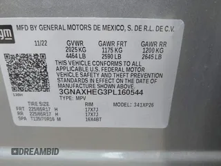 2023 Chevrolet Equinox LS with VIN 3GNAXHEG3PL160544, listed as a IAAI auction lot 42459256 with 9,349 mi miles and . Bid and sale history available at DreamBid. Image 9.