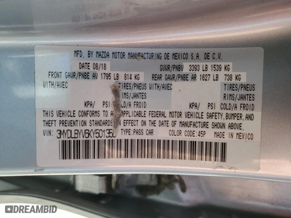 2019 Toyota Yaris Sedan L with VIN 3MYDLBYV6KY501358, listed as a Copart auction lot 54332483 with 38,426 mi miles. Bid and sale history available at carsss.com. Image 12.