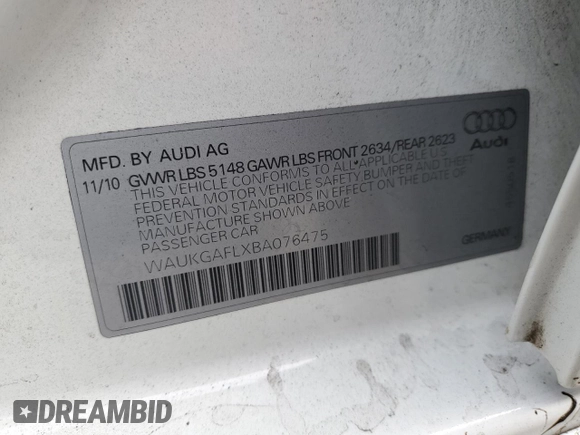 2011 Audi S4 Prestige with VIN WAUKGAFLXBA076475, listed as a Copart auction lot 86623734 with 157,197 mi miles and Salvage Title. Bid and sale history available at carsss.com. Image 14.