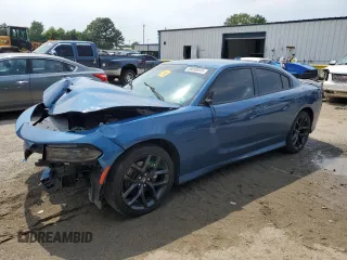 2021 Dodge Charger R/T with VIN 2C3CDXCT4MH640105, listed as a Copart auction lot 56868845 with 98,583 mi miles and Salvage title. Bid and sale history available at DreamBid. Image 1.
