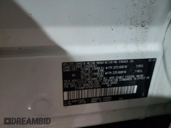 2023 Toyota RAV4 Hybrid XLE with VIN 2T3UWRFV7PW170904, listed as a Copart auction lot 45421405 with 101,610 mi miles and Salvage Title. Bid and sale history available at carsss.com. Image 15.