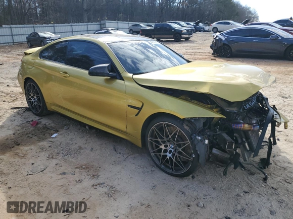 2018 BMW M4 with VIN WBS4Y9C58JAC88055, listed as a Copart auction lot 46176255 with 0 mi miles and Salvage Title. Bid and sale history available at carsss.com. Image 4.