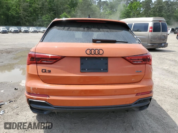 2022 Audi Q3 S line Premium Plus with VIN WA1EECF36N1069443, listed as a Copart auction lot 52742355 with 46,898 mi miles and Salvage title. Bid and sale history available at DreamBid. Image 6.