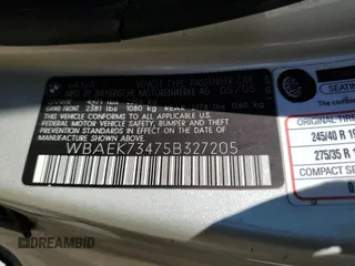 2005 BMW 6 Series 645Ci with VIN WBAEK73475B327205, listed as a Copart auction lot 62127134 with 0 mi miles and Salvage Title. Bid and sale history available at carsss.com. Image 12.