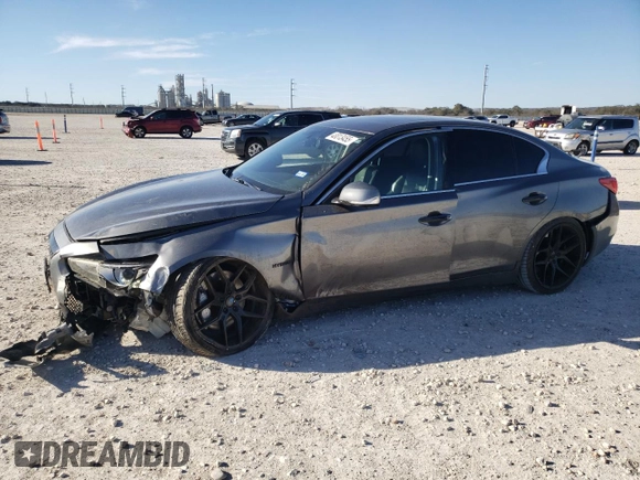 2014 Infiniti Q50 Hybrid Sport with VIN JN1AV7AP8EM692053, listed as a Copart auction lot 48013455 with 81,396 mi miles and Salvage Title. Bid and sale history available at carsss.com. Image 1.