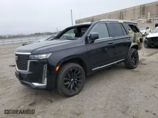 2021 Cadillac Escalade Premium Luxury with VIN 1GYS4BKL9MR215159, listed as a Copart auction lot 48577415 with 50,773 mi miles and Salvage Title. Bid and sale history available at carsss.com. Image 1.
