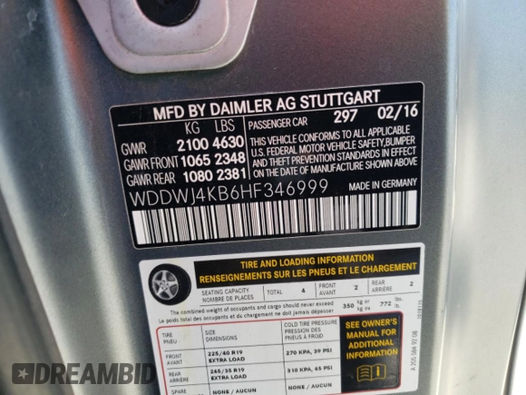 2017 Mercedes-Benz C 300 with VIN WDDWJ4KB6HF346999, listed as a Copart auction lot 50258965 with 105,242 mi miles and Salvage Title. Bid and sale history available at DreamBid. Image 12.