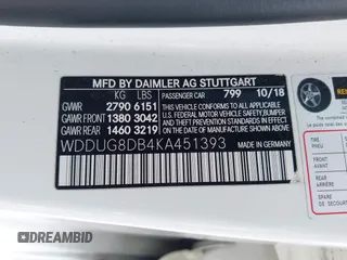 2019 Mercedes-Benz S 560 с VIN WDDUG8DB4KA451393, выставлен на аукционе IAAI как лот 42180862 с пробегом 73 781 миль миль и . История ставок и продаж доступна на DreamBid. Изображение 9.