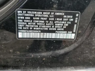 2014 Volkswagen Passat TDI SE w/Sunroof with VIN 1VWBN7A33EC033475, listed as a Copart auction lot 47461305 with 188,885 mi miles and Salvage Title. Bid and sale history available at carsss.com. Image 12.
