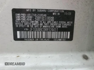 2024 Subaru Impreza with VIN JF1GUABC0R8324411, listed as a Copart auction lot 73683704 with 20,122 mi miles and Salvage Title. Bid and sale history available at carsss.com. Image 15.