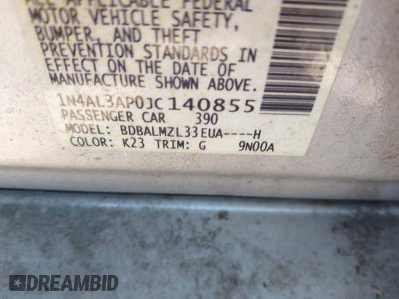 2018 Nissan Altima 2.5 S with VIN 1N4AL3AP0JC140855, listed as a IAAI auction lot 41633820 with 102,716 mi miles. Bid and sale history available at carsss.com. Image 9.