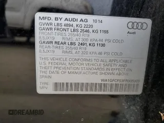2015 Audi Q3 2.0T Prestige with VIN WA1GFCFS3FR005909, listed as a Copart auction lot 44840035 with 138,803 mi miles and Clean Title. Bid and sale history available at carsss.com. Image 12.