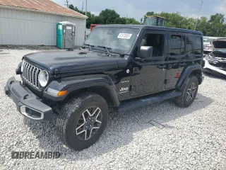 2024 Jeep Wrangler Sahara with VIN 1C4PJXEG0RW335831, listed as a Copart auction lot 61973055 with 15,785 mi miles and Salvage title. Bid and sale history available at DreamBid. Image 1.
