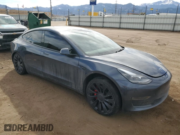 2022 Tesla Model 3 Performance with VIN 5YJ3E1EC2NF357843, listed as a Copart auction lot 47617575 with 25,189 mi miles and Salvage Title. Bid and sale history available at DreamBid. Image 4.
