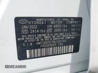 2022 Genesis G70 3.3T with VIN KMTG54TE7NU100743, listed as a Copart auction lot 71376494 with 23,561 mi miles and Salvage Title. Bid and sale history available at carsss.com. Image 14.