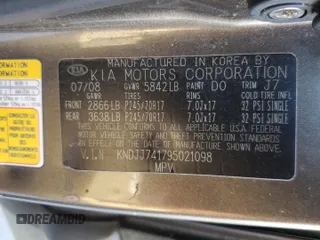 2009 Kia Borrego LX with VIN KNDJJ741795021098, listed as a Copart auction lot 82788334 with 0 mi miles and Clean Title. Bid and sale history available at carsss.com. Image 13.