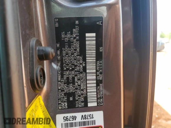 2013 Toyota Sienna LE AAS with VIN 5TDKK3DC6DS292667, listed as a Copart auction lot 51962755 with 223,639 mi miles and Salvage Title. Bid and sale history available at carsss.com. Image 13.