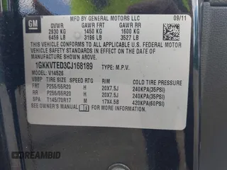 2012 GMC Acadia Denali with VIN 1GKKVTED3CJ168189, listed as a IAAI auction lot 42761716 with 195,551 mi miles and . Bid and sale history available at DreamBid. Image 9.