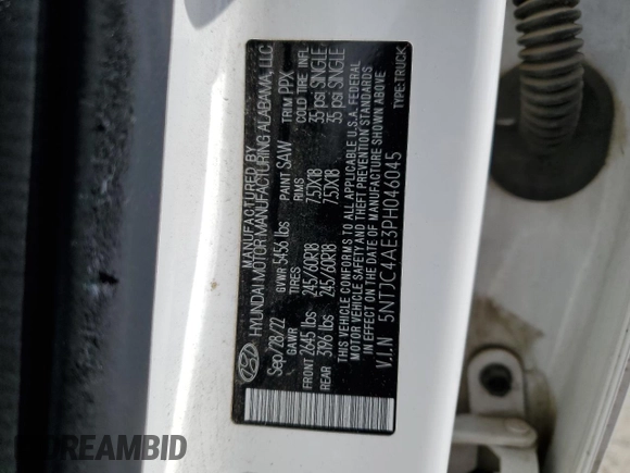 2023 Hyundai Santa Cruz SEL z VIN 5NTJC4AE3PH046045, wystawiony jako Copart lot #51332055 z przebiegiem 50 113 mil mil oraz Szkoda całkowita • Salvage title. Historia ofert i sprzedaży dostępna na DreamBid. Obrazek 12.
