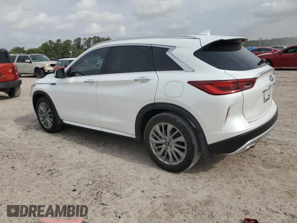 2023 Infiniti QX50 Luxe with VIN 3PCAJ5BA3PF114574, listed as a Copart auction lot 55118255 with 25,803 mi miles and Salvage title. Bid and sale history available at DreamBid. Image 2.