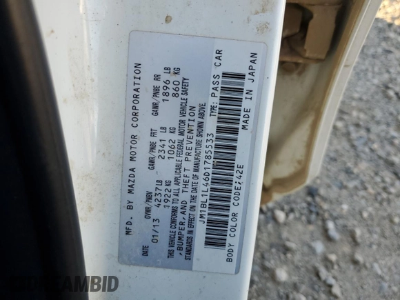 2013 Mazda 3 Mazdaspeed3 Touring with VIN JM1BL1L46D1785533, listed as a Copart auction lot 87672345 with 181,636 mi miles and Salvage Title. Bid and sale history available at DreamBid. Image 12.