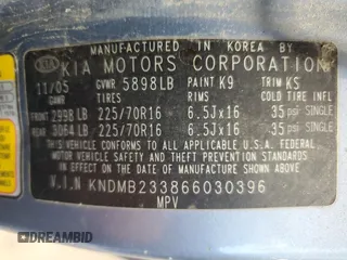 2006 Kia Sedona LX with VIN KNDMB233866030396, listed as a Copart auction lot 76388714 with 171,682 mi miles and Salvage Title. Bid and sale history available at carsss.com. Image 13.
