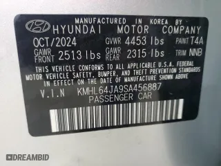 2025 Hyundai Sonata SEL with VIN KMHL64JA9SA456887, listed as a Copart auction lot 52689225 with 4,809 mi miles and Clean Title. Bid and sale history available at carsss.com. Image 13.