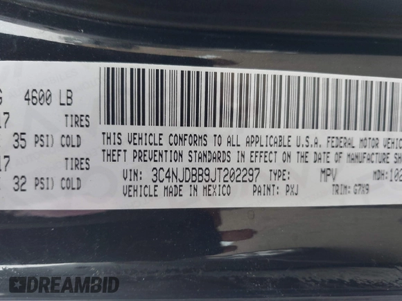 2018 Jeep Compass Altitude with VIN 3C4NJDBB9JT202297, listed as a IAAI auction lot 42020996 with 59,461 mi miles and . Bid and sale history available at DreamBid. Image 9.