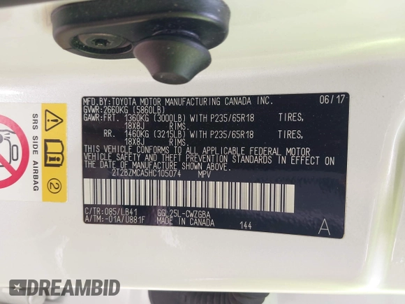 2017 Lexus RX 350 with VIN 2T2BZMCA5HC105074, listed as a IAAI auction lot 42404022 with 149,876 mi miles and . Bid and sale history available at DreamBid. Image 9.