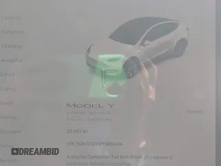 2023 Tesla Model Y Long Range with VIN 7SAYGDEE1PF660444, listed as a IAAI auction lot 42065046 with 23,601 mi miles and . Bid and sale history available at DreamBid. Image 16.