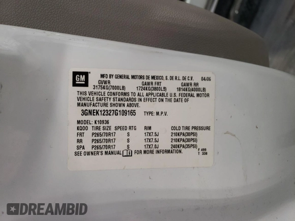 2007 Chevrolet Avalanche 1LT z VIN 3GNEK12327G109165, wystawiony jako Copart lot #85896634 z przebiegiem 168 822 mil mil oraz Szkoda całkowita • Salvage title. Historia ofert i sprzedaży dostępna na DreamBid. Obrazek 14.