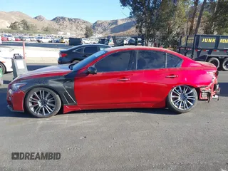 2021 Infiniti Q50 Red Sport 400 with VIN JN1FV7DP3MM850783, listed as a IAAI auction lot 41335175 with 59,113 mi miles and . Bid and sale history available at DreamBid. Image 15.