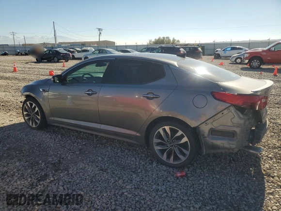 2015 Kia Optima SX Turbo with VIN 5XXGR4A60FG445912, listed as a Copart auction lot 79620894 with 77,354 mi miles and Salvage Title. Bid and sale history available at carsss.com. Image 2.