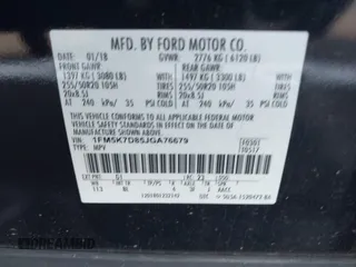2018 Ford Explorer XLT with VIN 1FM5K7D85JGA76679, listed as a IAAI auction lot 42052252 with 107,449 mi miles and . Bid and sale history available at DreamBid. Image 9.