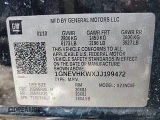 2018 Chevrolet Traverse LT z VIN 1GNEVHKWXJJ199472, wystawiony jako IAAI lot #41499911 z przebiegiem 129 127 mil mil oraz . Historia ofert i sprzedaży dostępna na DreamBid. Obrazek 9.