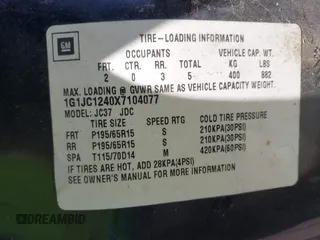 1999 Chevrolet Cavalier z VIN 1G1JC1240X7104077, wystawiony jako IAAI lot #42166913 z przebiegiem Nie podano mil oraz . Historia ofert i sprzedaży dostępna na DreamBid. Obrazek 9.