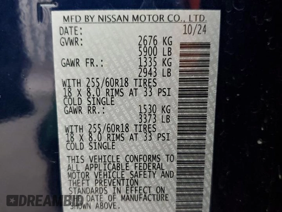 2025 Nissan Pathfinder SV with VIN 5N1DR3BAXSC203358, listed as a Copart auction lot 65569345 with 22,134 mi miles and Clean title. Bid and sale history available at DreamBid. Image 13.