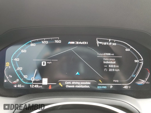 2020 BMW 3 Series M340i xDrive with VIN WBA5U9C04LFH11101, listed as a Copart auction lot 62268984 with 47,696 mi miles and Clean Title. Bid and sale history available at DreamBid. Image 9.