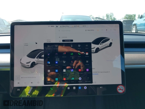 2023 Tesla Model 3 with VIN 5YJ3E1EA3PF617460, listed as a IAAI auction lot 42154401 with 9,578 mi miles and . Bid and sale history available at DreamBid. Image 17.