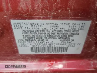 2022 Nissan Versa SV z VIN 3N1CN8EV1NL840111, wystawiony jako Copart lot #55057715 z przebiegiem 65 787 mil mil oraz Czysty tytuł • Clean title. Historia ofert i sprzedaży dostępna na DreamBid. Obrazek 13.
