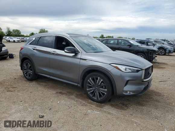 2021 Infiniti QX50 Luxe with VIN 3PCAJ5BB3MF120184, listed as a Copart auction lot 58276615 with 59,974 mi miles and Salvage title. Bid and sale history available at DreamBid. Image 4.