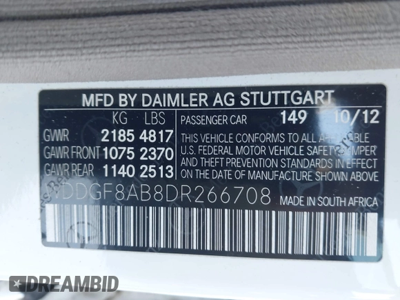 2013 Mercedes-Benz C 300 Sport z VIN WDDGF8AB8DR266708, wystawiony jako IAAI lot #41602920 z przebiegiem 131 068 mil mil oraz . Historia ofert i sprzedaży dostępna na DreamBid. Obrazek 9.