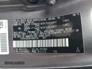 2015 Toyota Sienna XLE with VIN 5TDYK3DC6FS660410, listed as a IAAI auction lot 41801496 with 81,755 mi miles. Bid and sale history available at carsss.com. Image 9.
